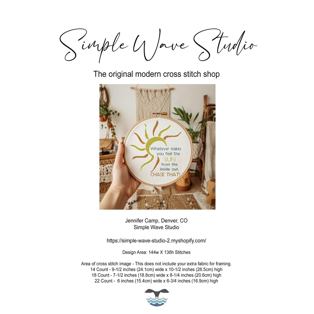 Whatever makes‎ you feel the Sun Chase that Counted Cross Stitch Pattern